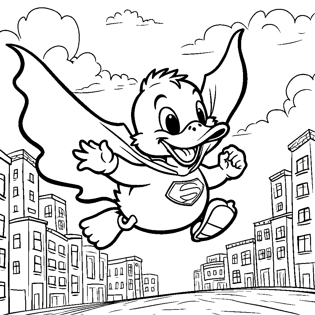 Duck in a superhero cape saving the day