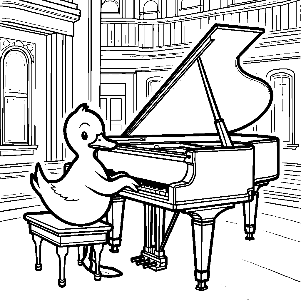 Duck playing a piano concerto