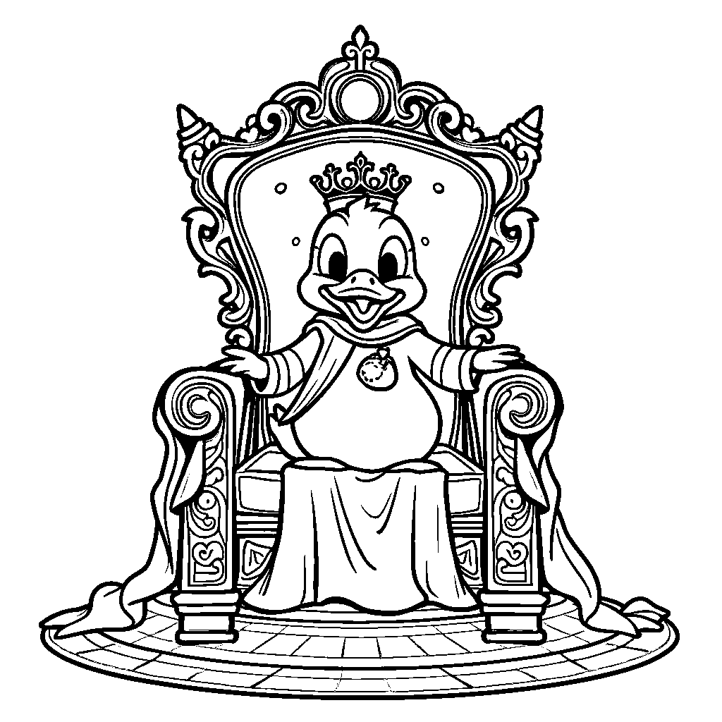 Duck sitting on a throne as a king