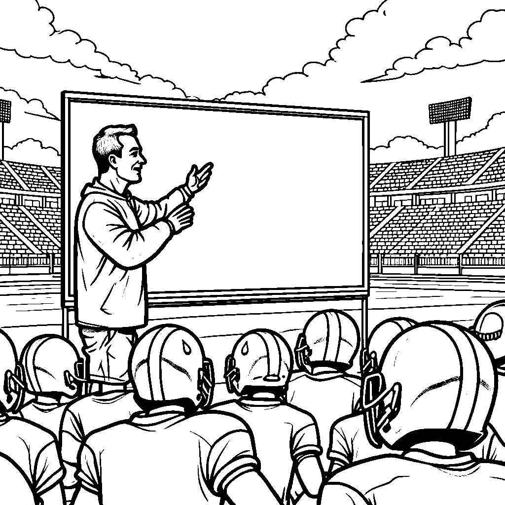 A football coach giving a pep talk to the team