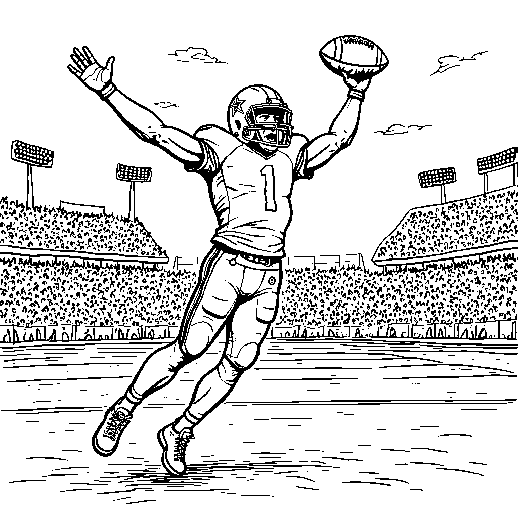 A football player making a spectacular catch