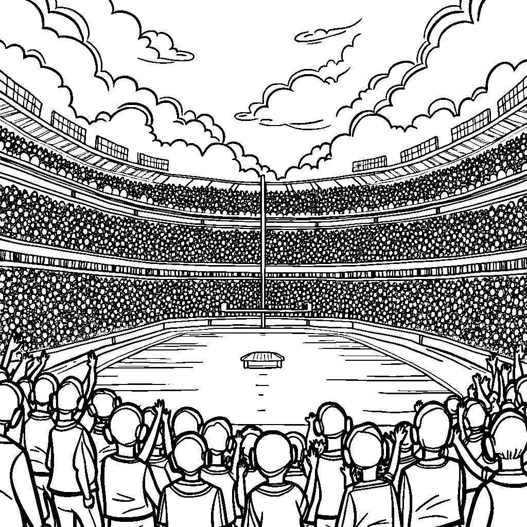 A football stadium filled with cheering fans