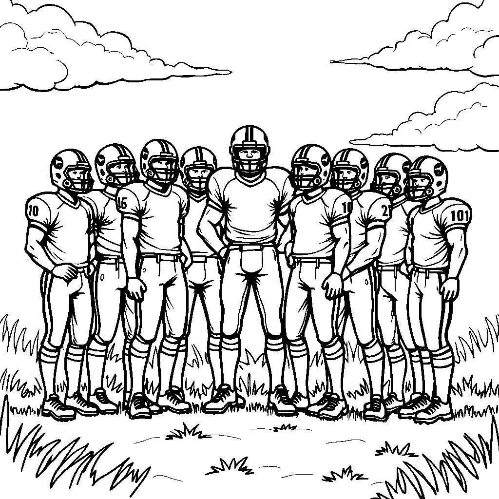 A football team huddled together, ready to play