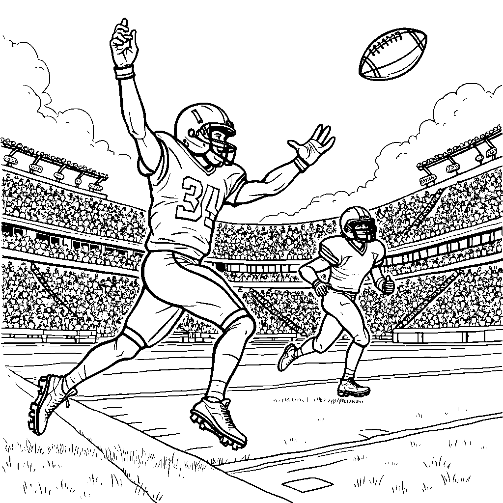 A quarterback throwing a touchdown pass