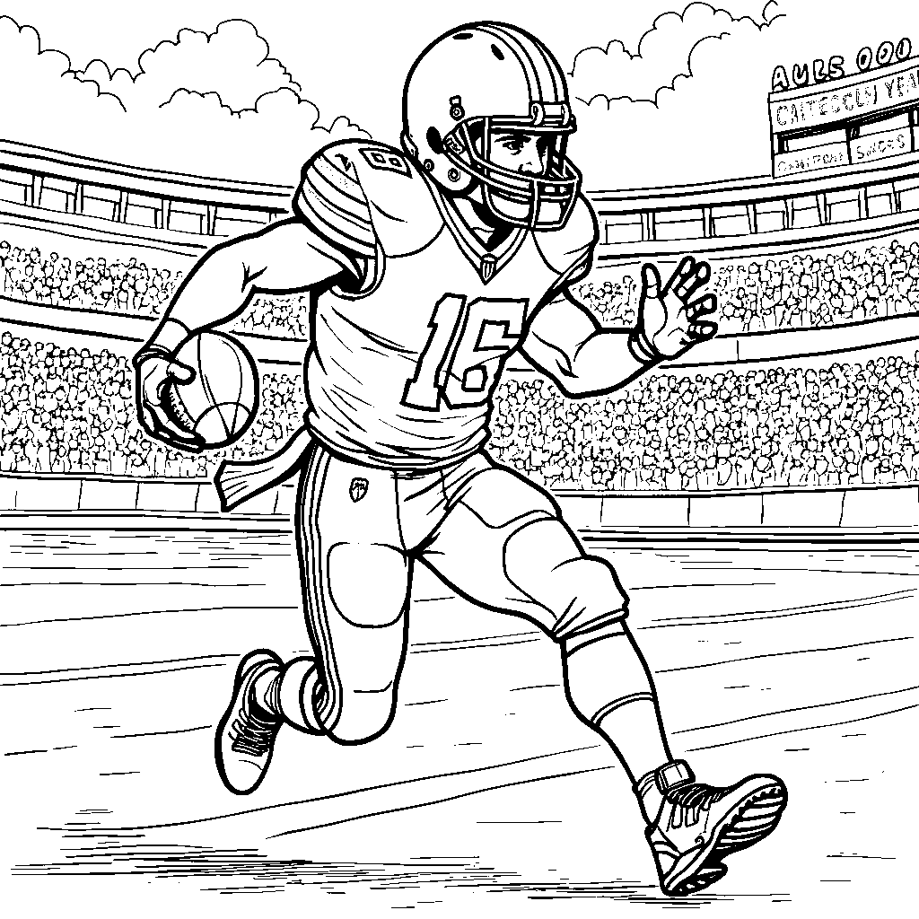 Football player in action, running with the ball