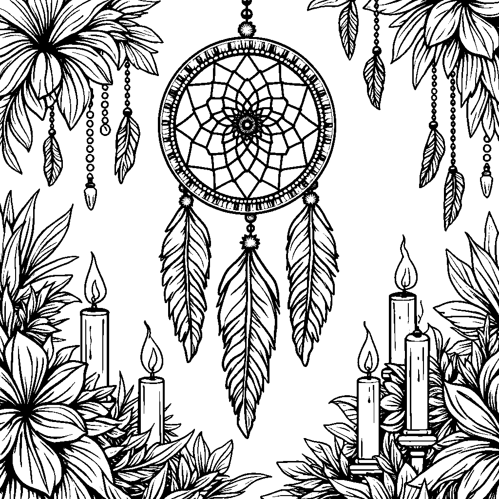 Dreamcatcher with feathers and beads in a bohemian setting