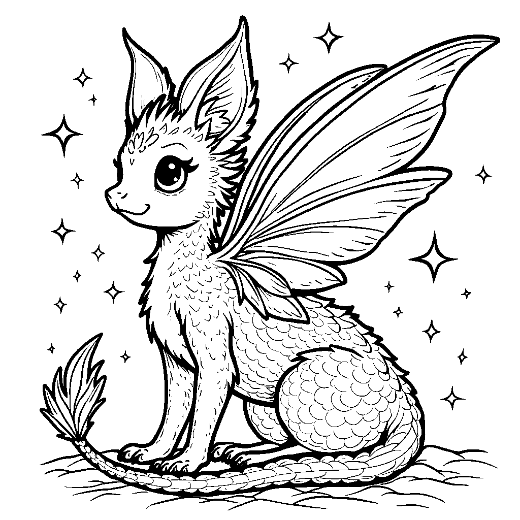 Fantasy creature with iridescent scales and wings