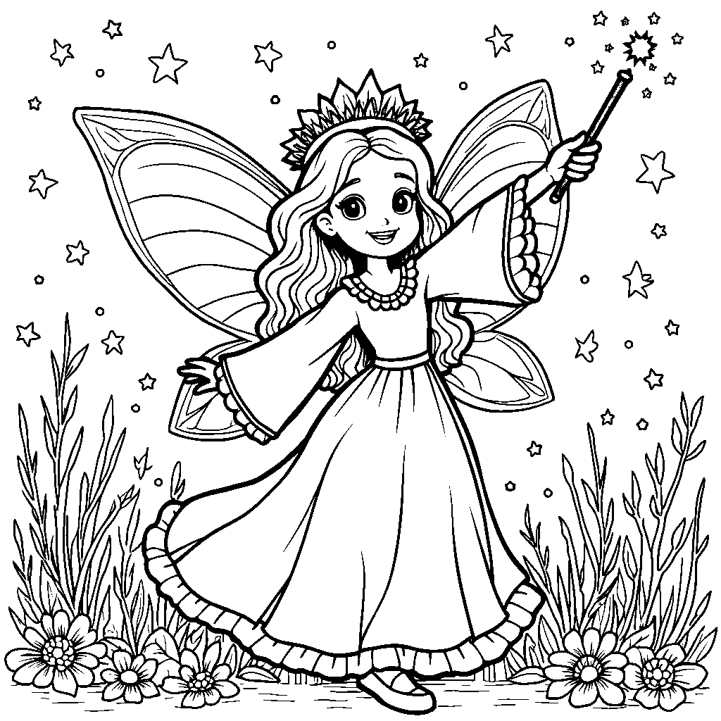 A fairy godmother waving her wand and making magic