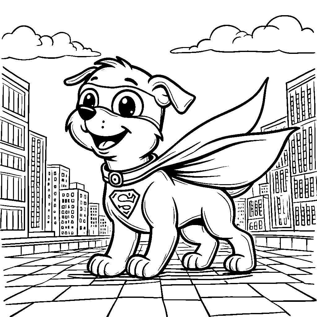 A superhero dog saving the day with its superpowers