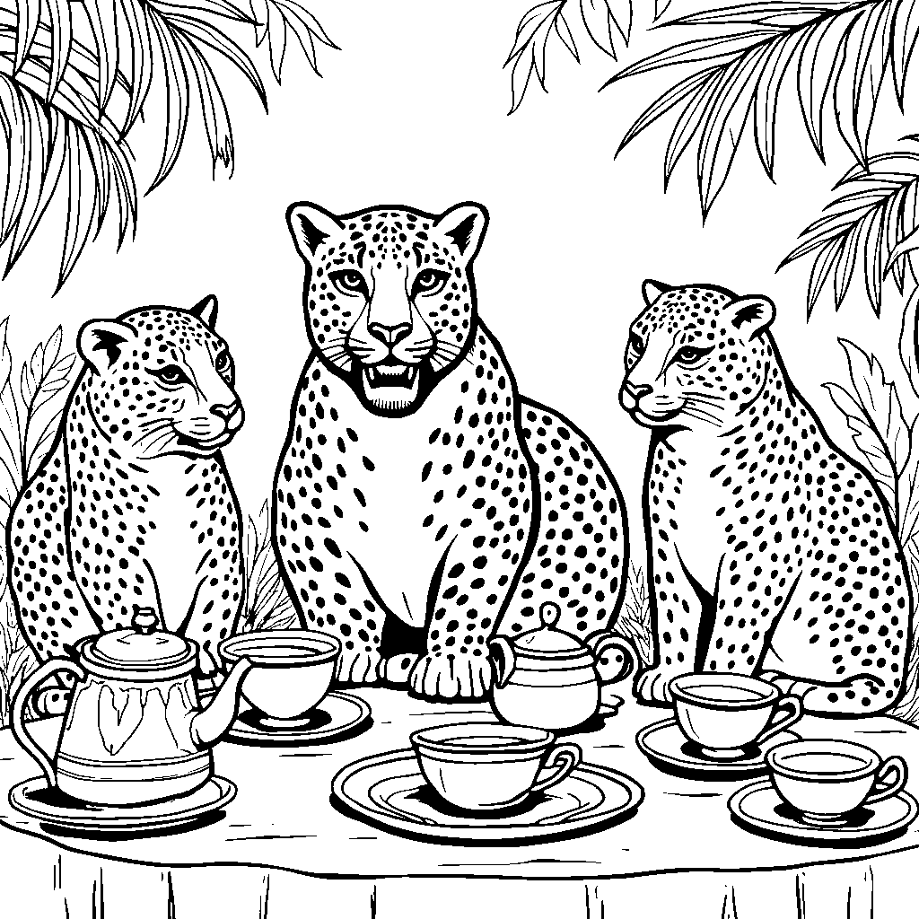 Jaguar having a tea party with its friends