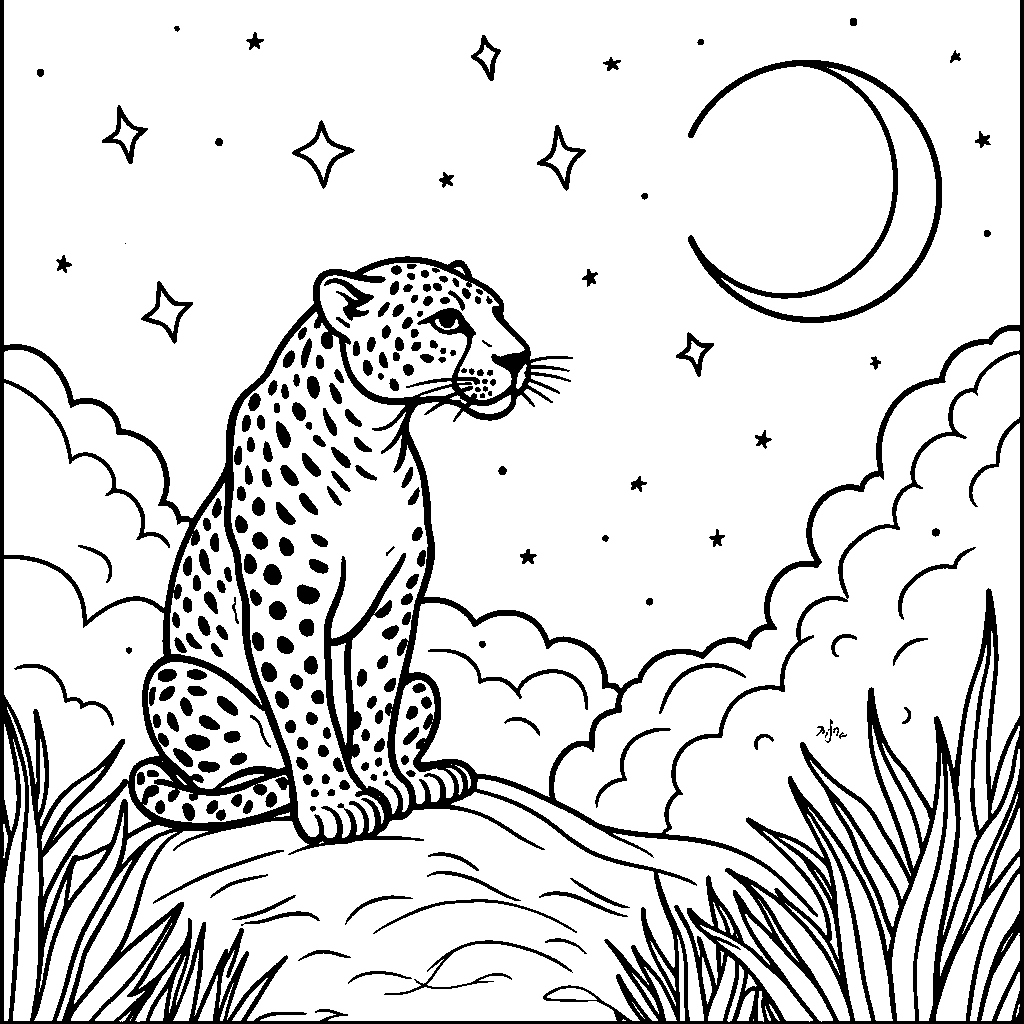 Jaguar sitting on a cloud watching the stars