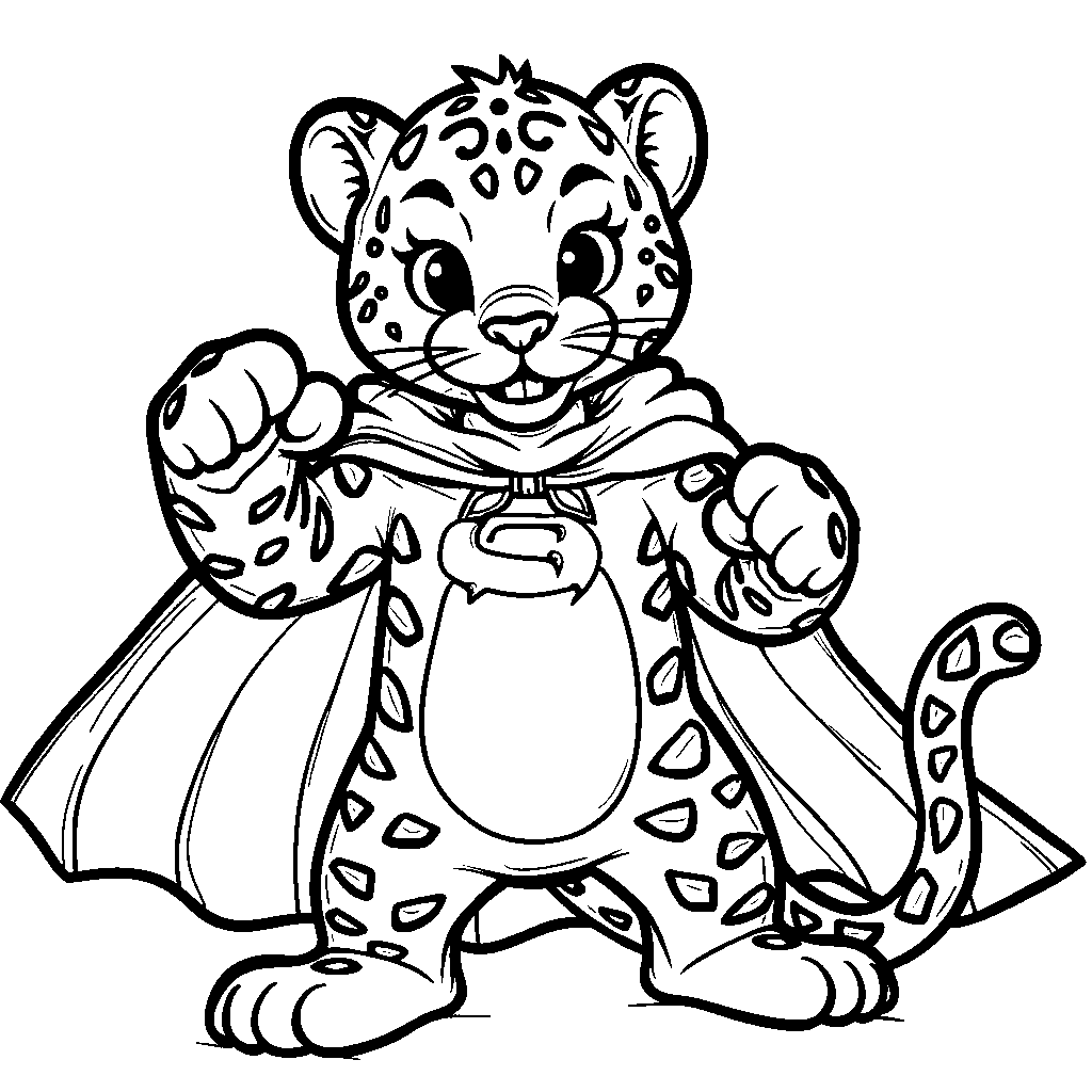 Jaguar wearing a superhero cape