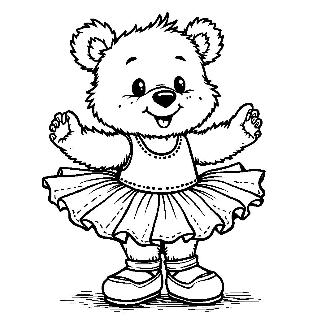 Cuddly bear wearing a tutu and ballet shoes