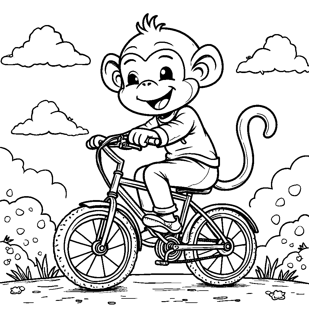 Kawaii monkey riding a bicycle