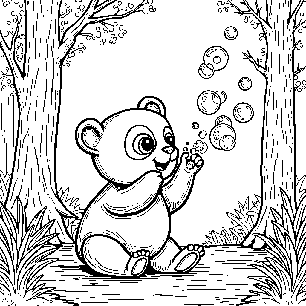 Panda blowing bubbles