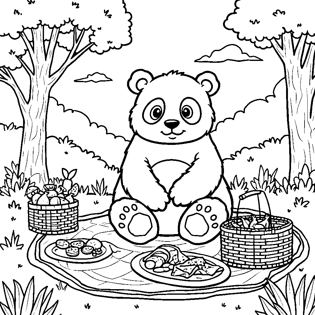 Panda having a picnic