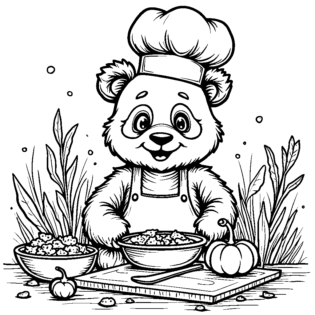 Panda in a chef's hat