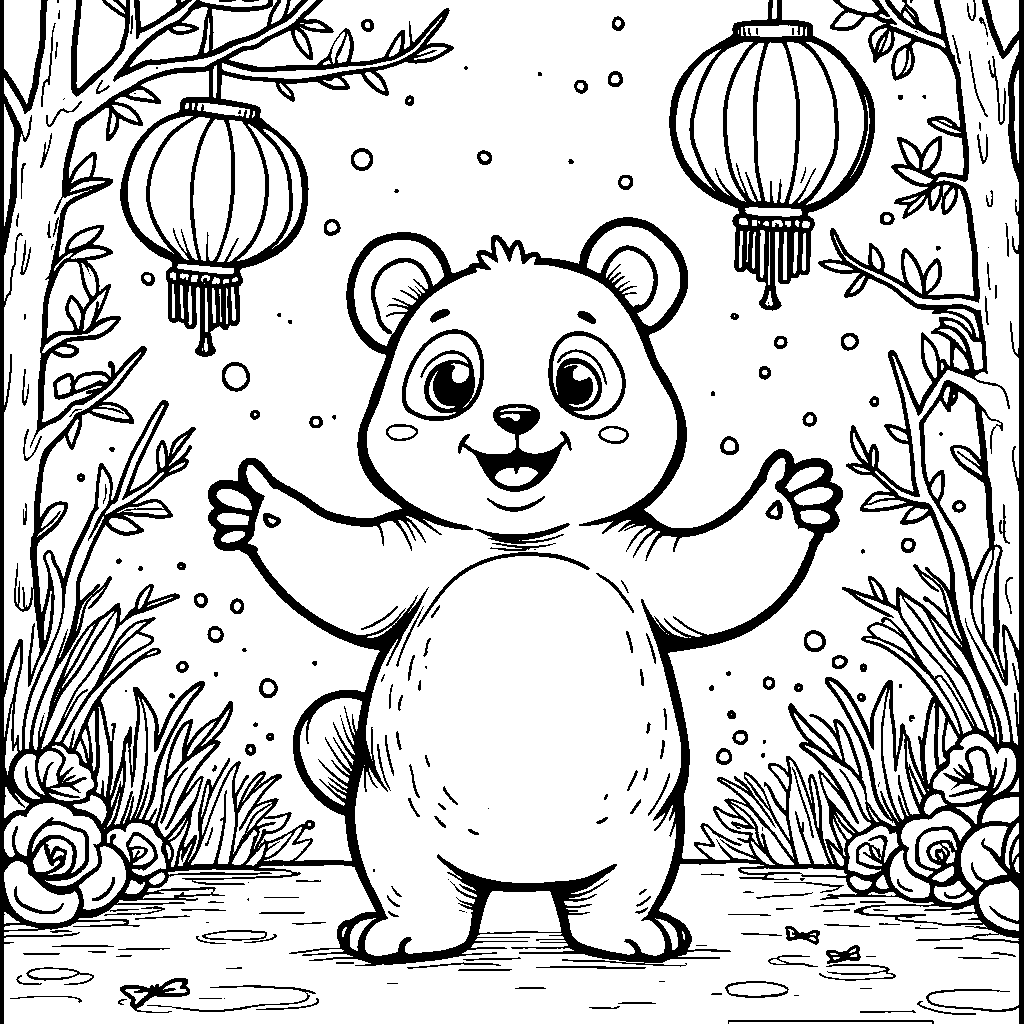 Panda in a Chinese lantern festival