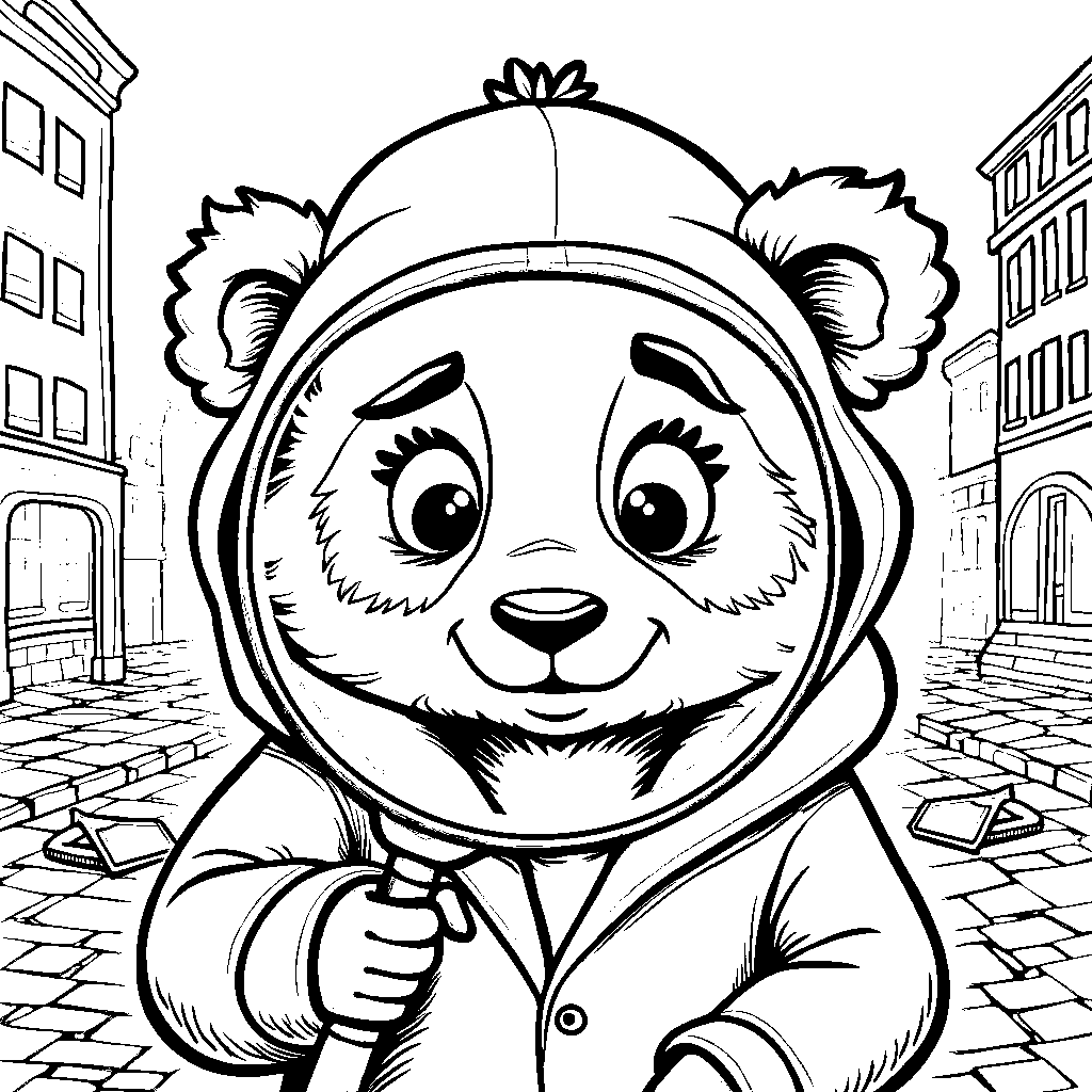 Panda in a detective's magnifying glass