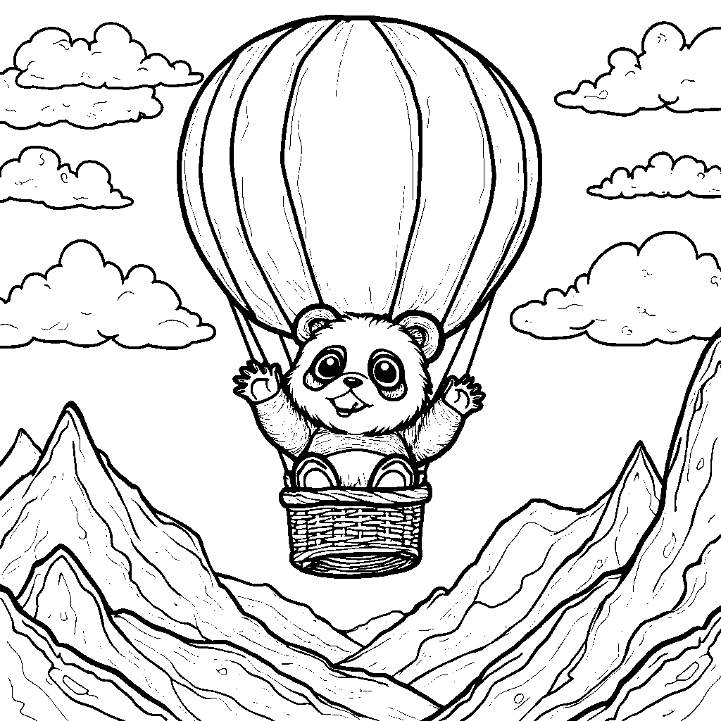 Panda in a hot air balloon