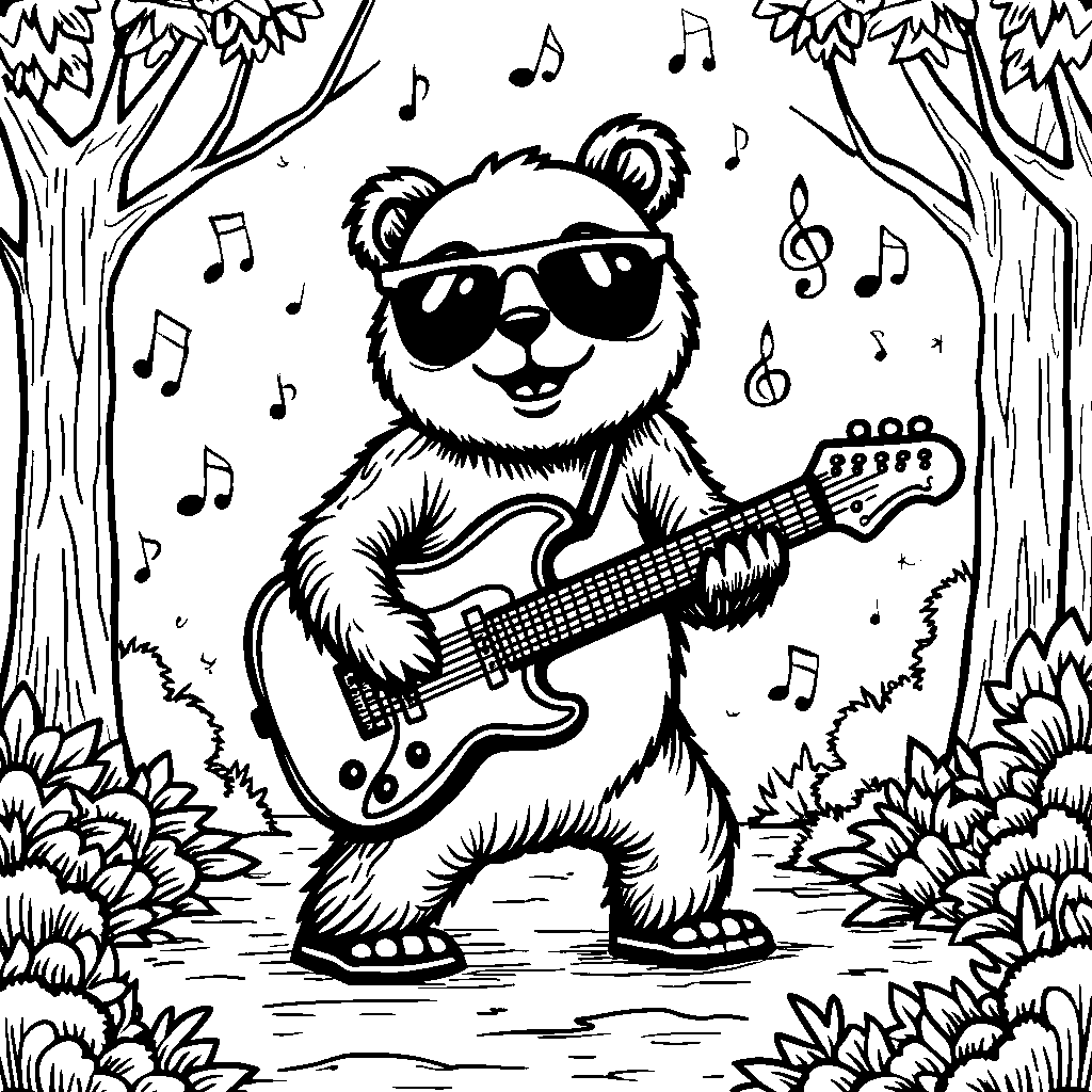 Panda in a musical band