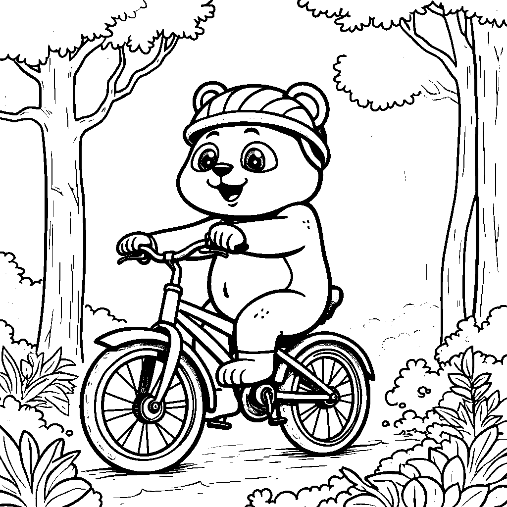 Panda riding a bicycle