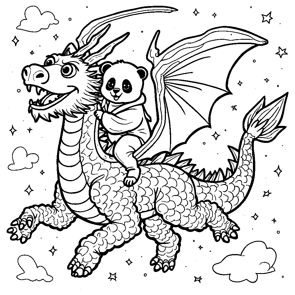 Panda riding a dragon