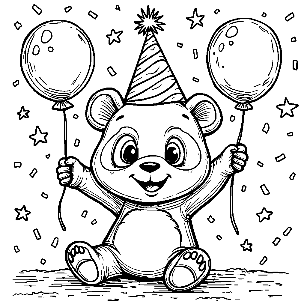 Panda wearing a party hat