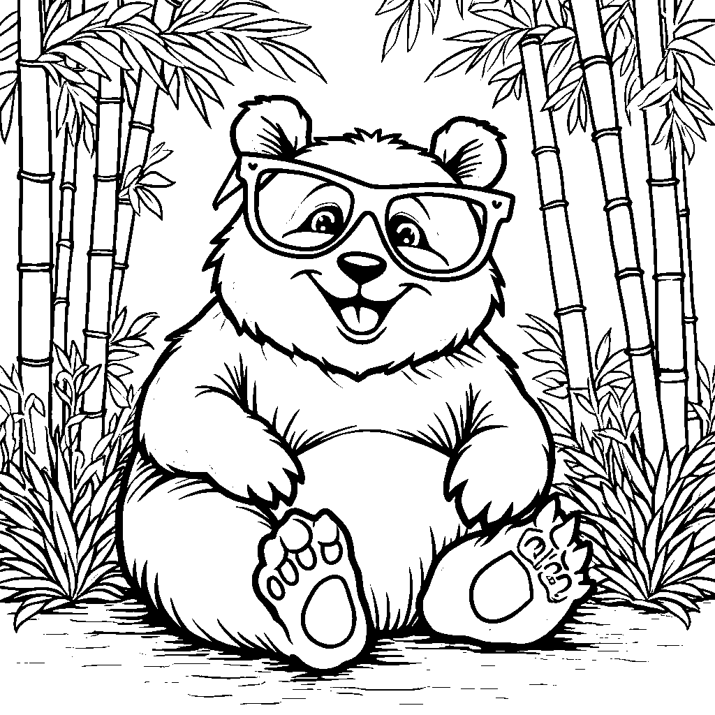 Panda with a big smile and sunglasses