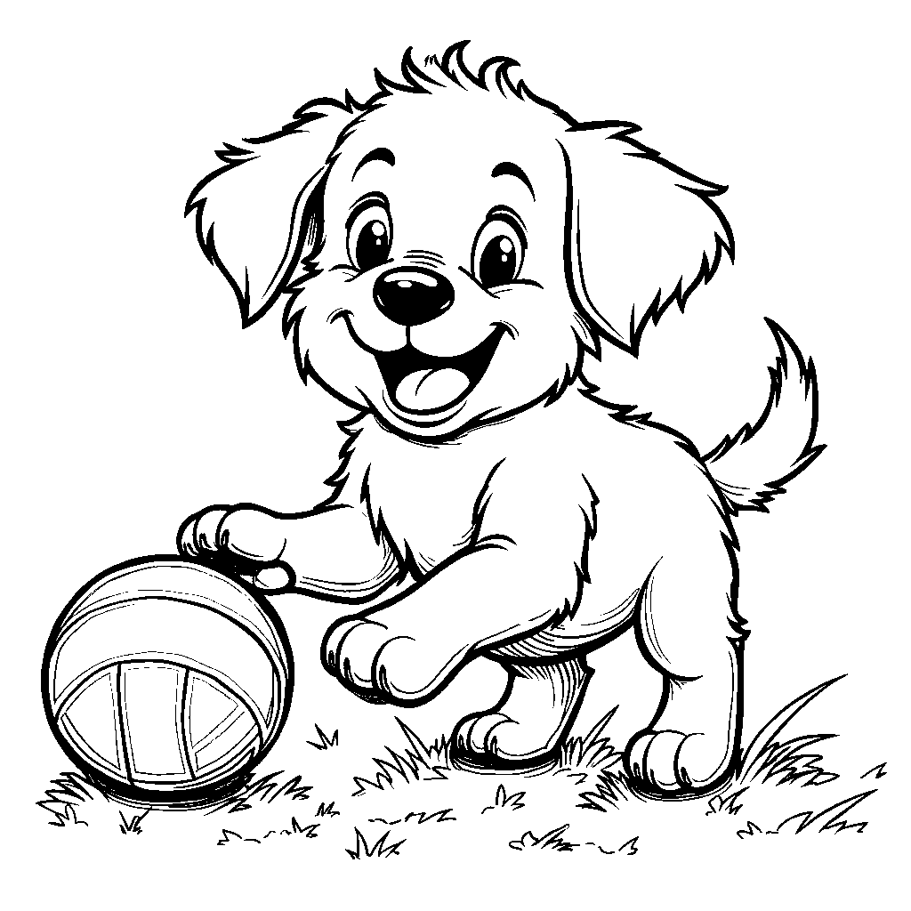 Adorable puppy playing with a ball