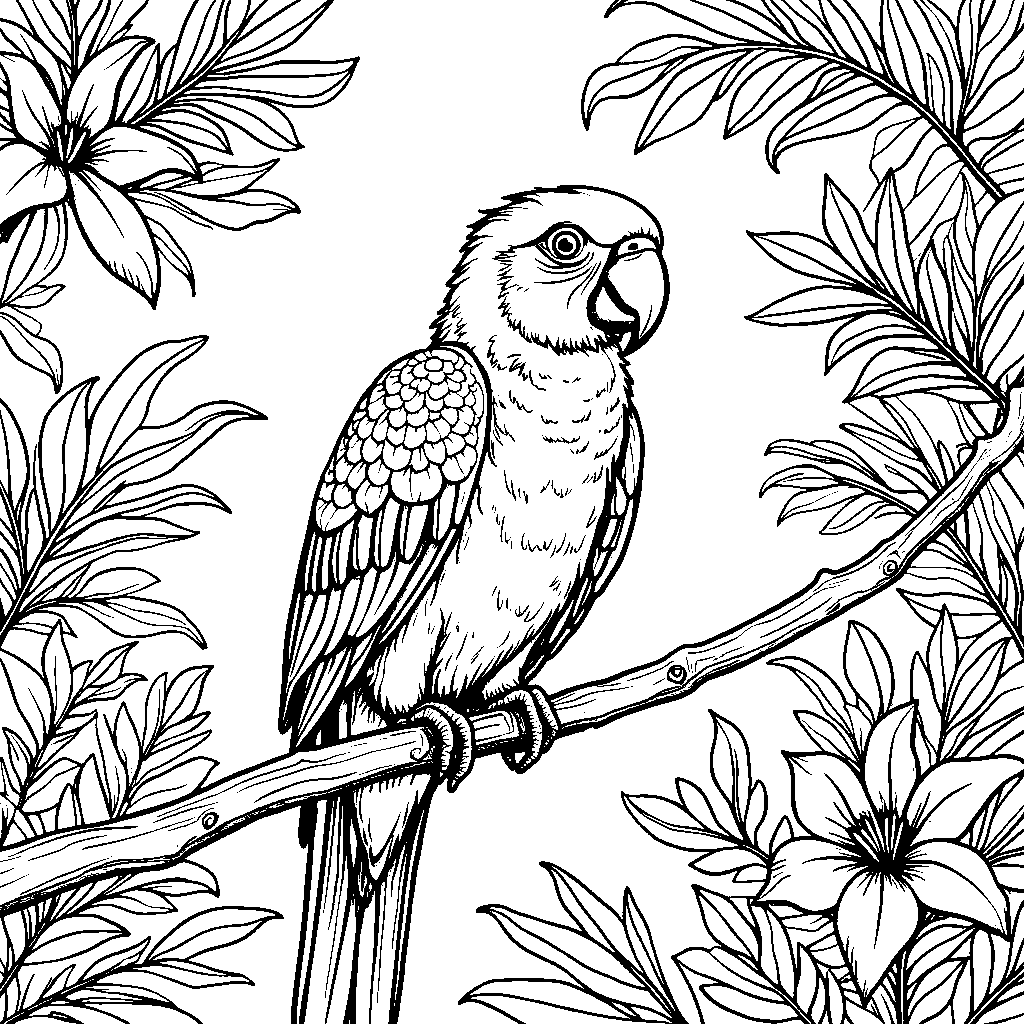 Brightly colored parrot perched on a branch