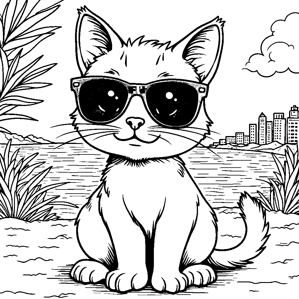 Cute cat wearing sunglasses