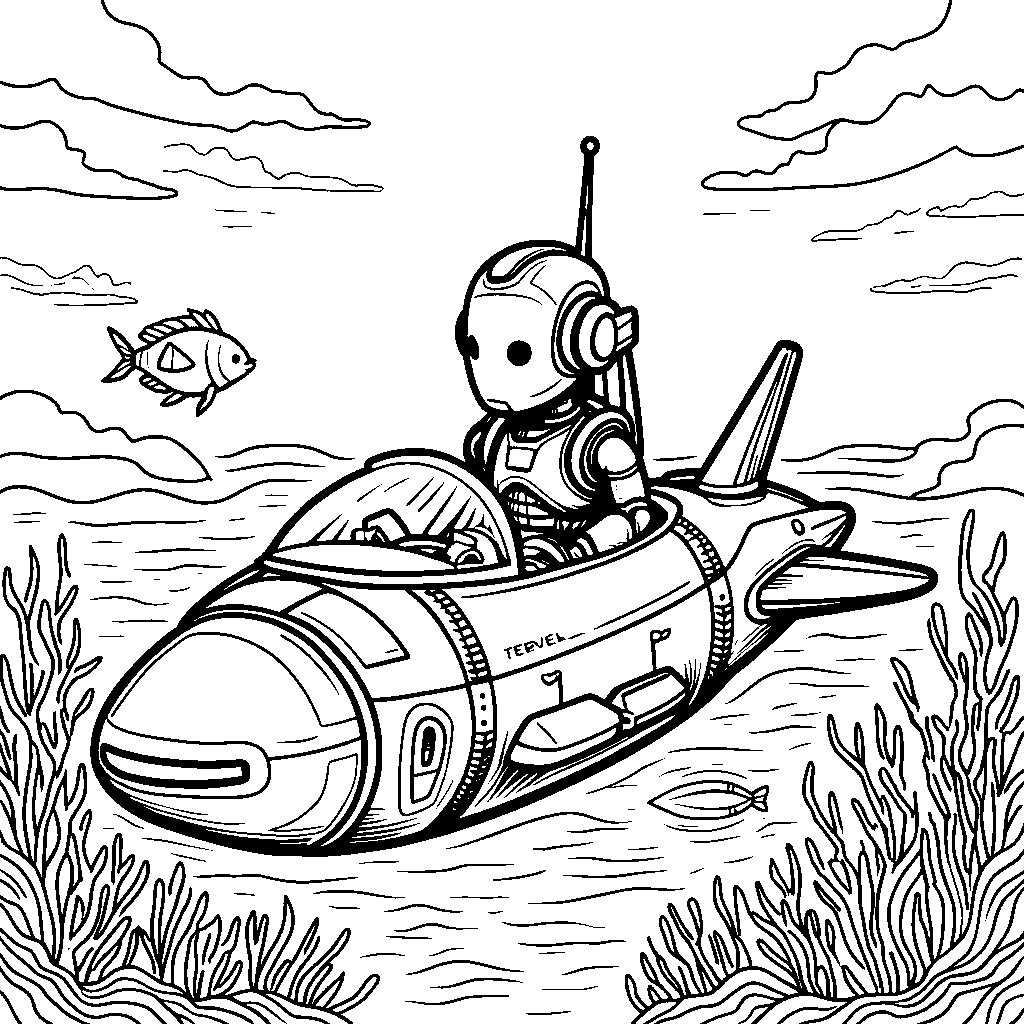 Robot in a submarine underwater