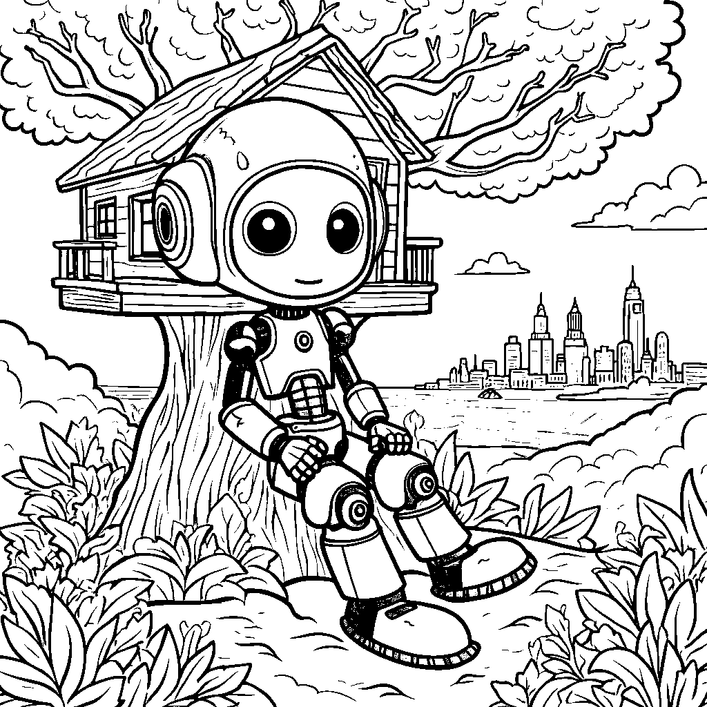 Robot in a treehouse