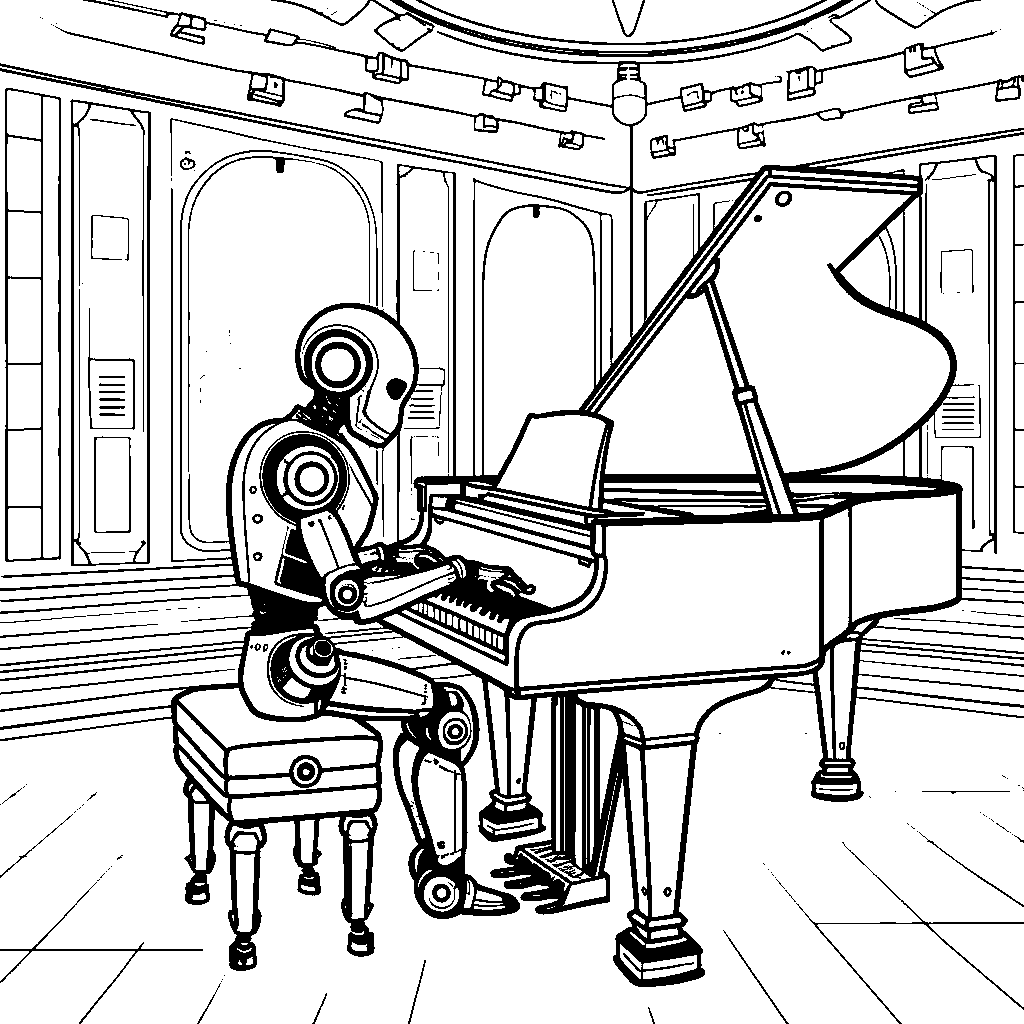 Robot playing a piano