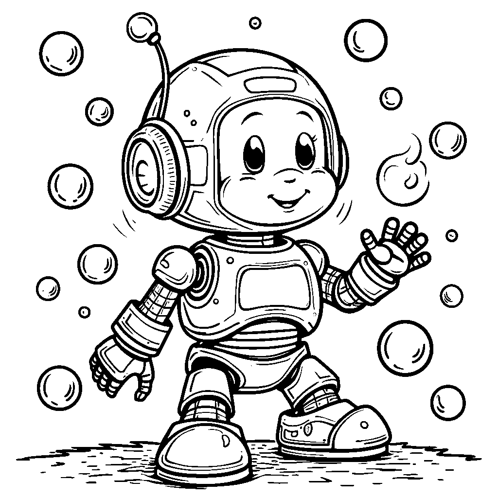 Robot playing with bubbles