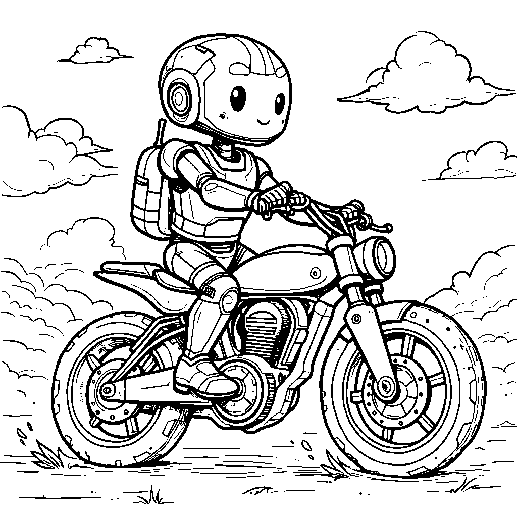 Robot riding a bike