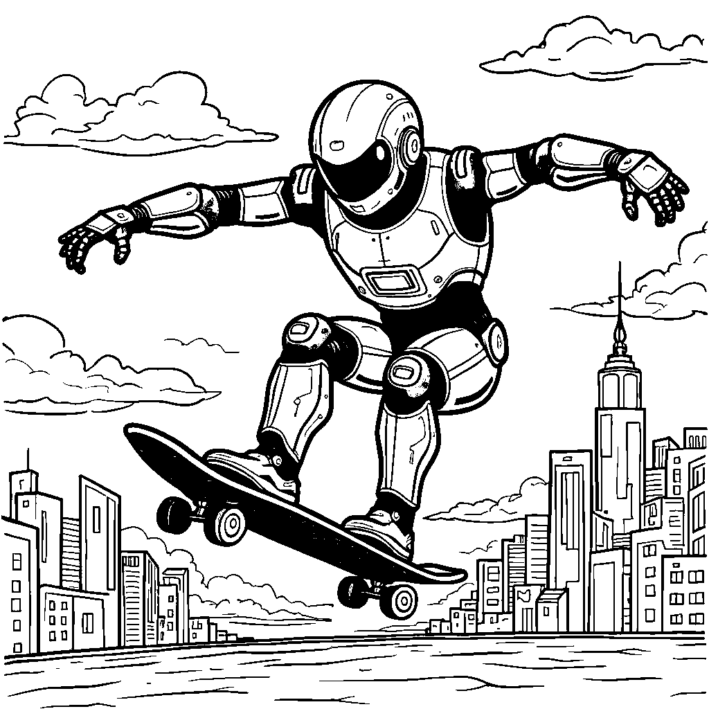 Robot riding a skateboard