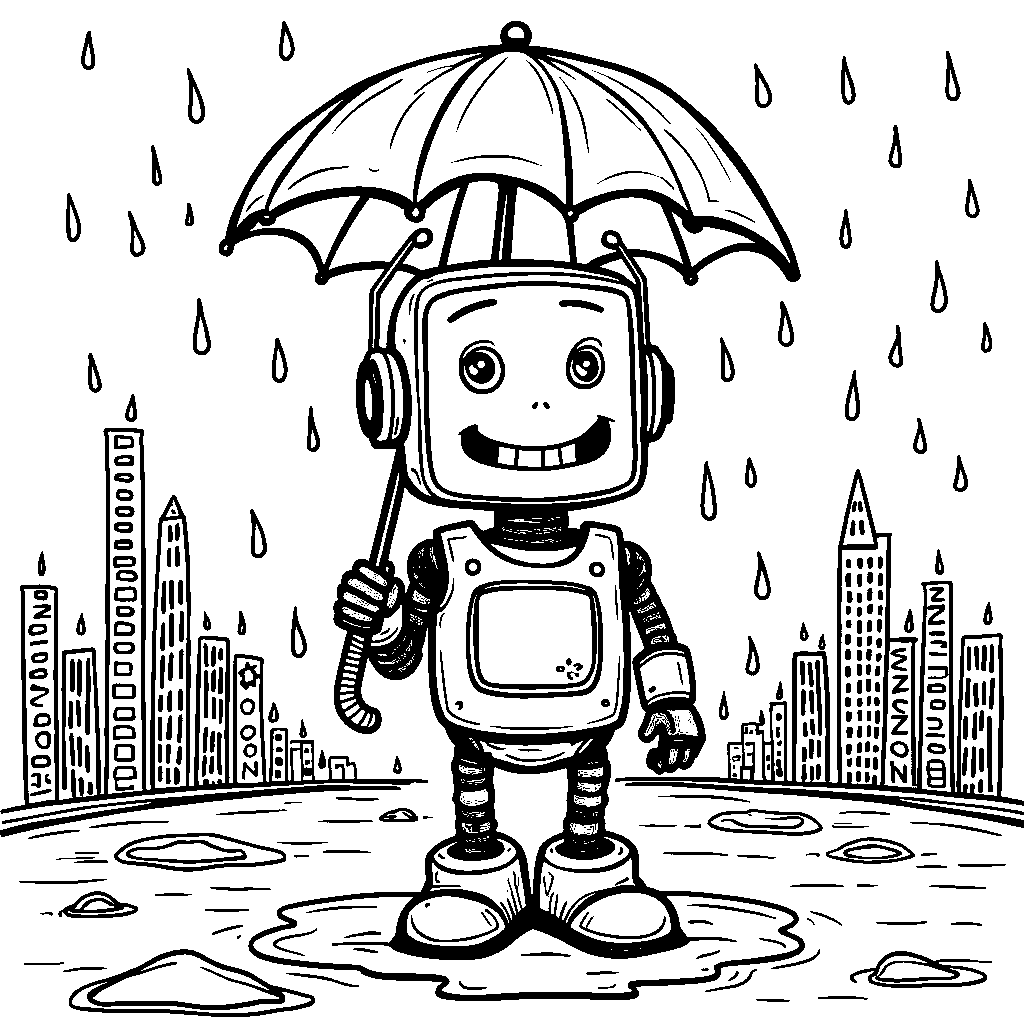 Robot with a built-in umbrella