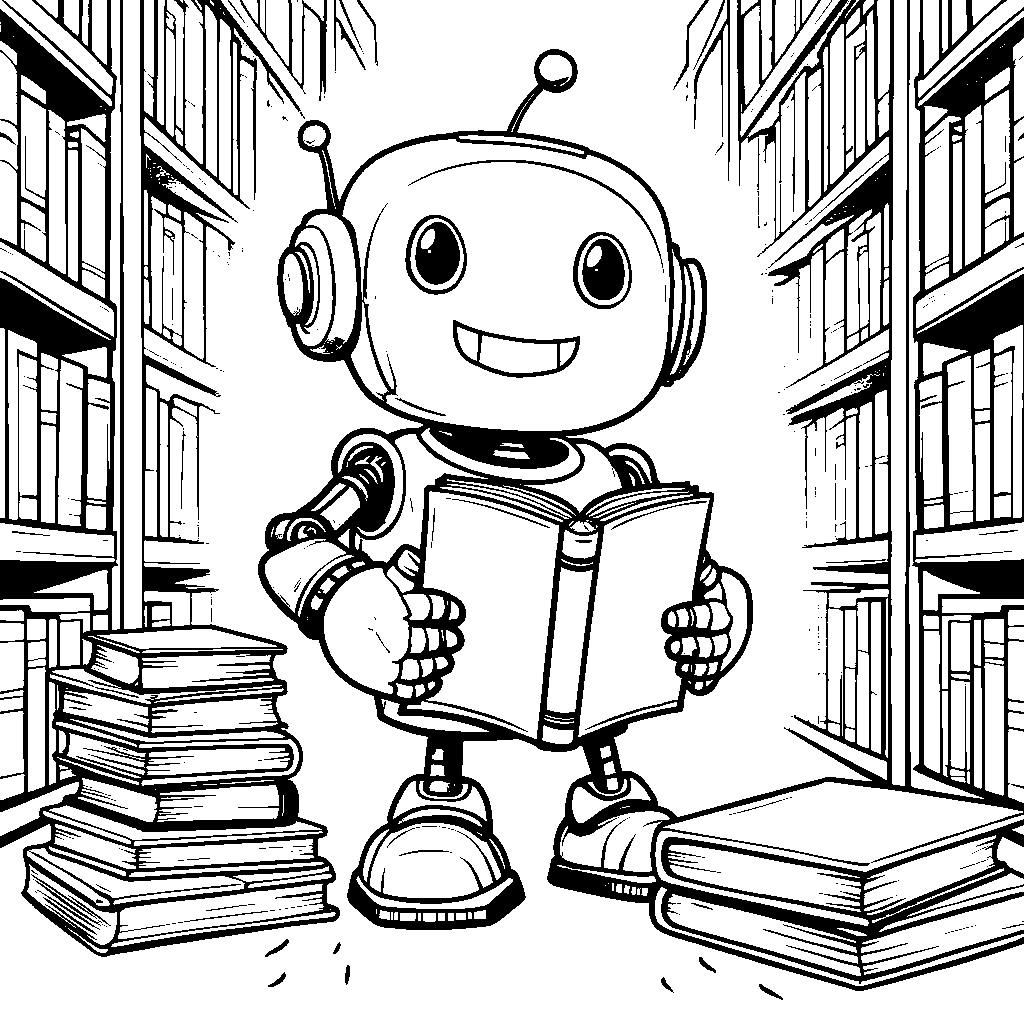 Robot with a giant book