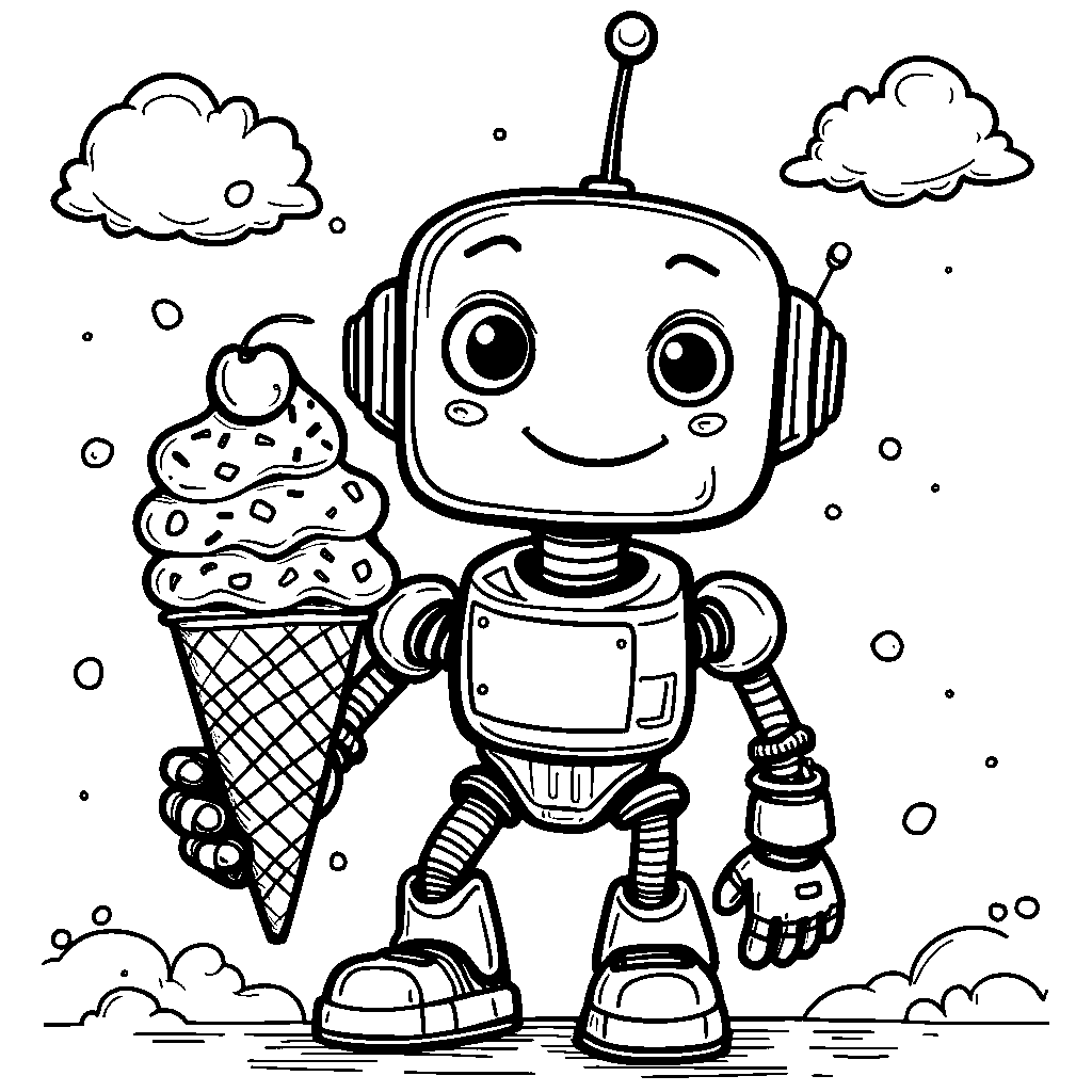 Robot with a giant ice cream cone