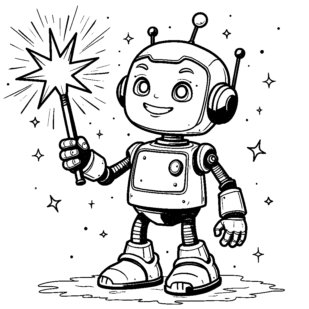 Robot with a magic wand