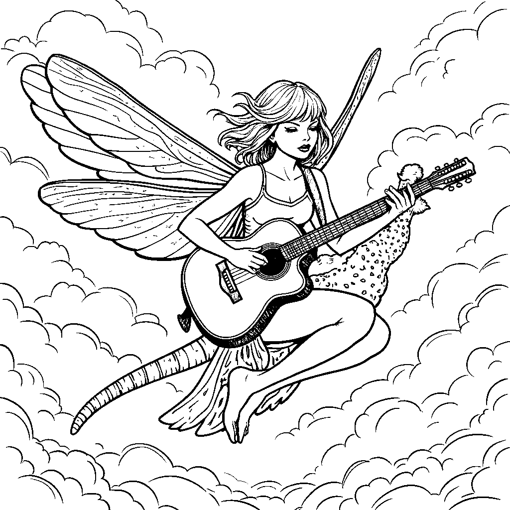 Taylor Swift riding a dragonfly