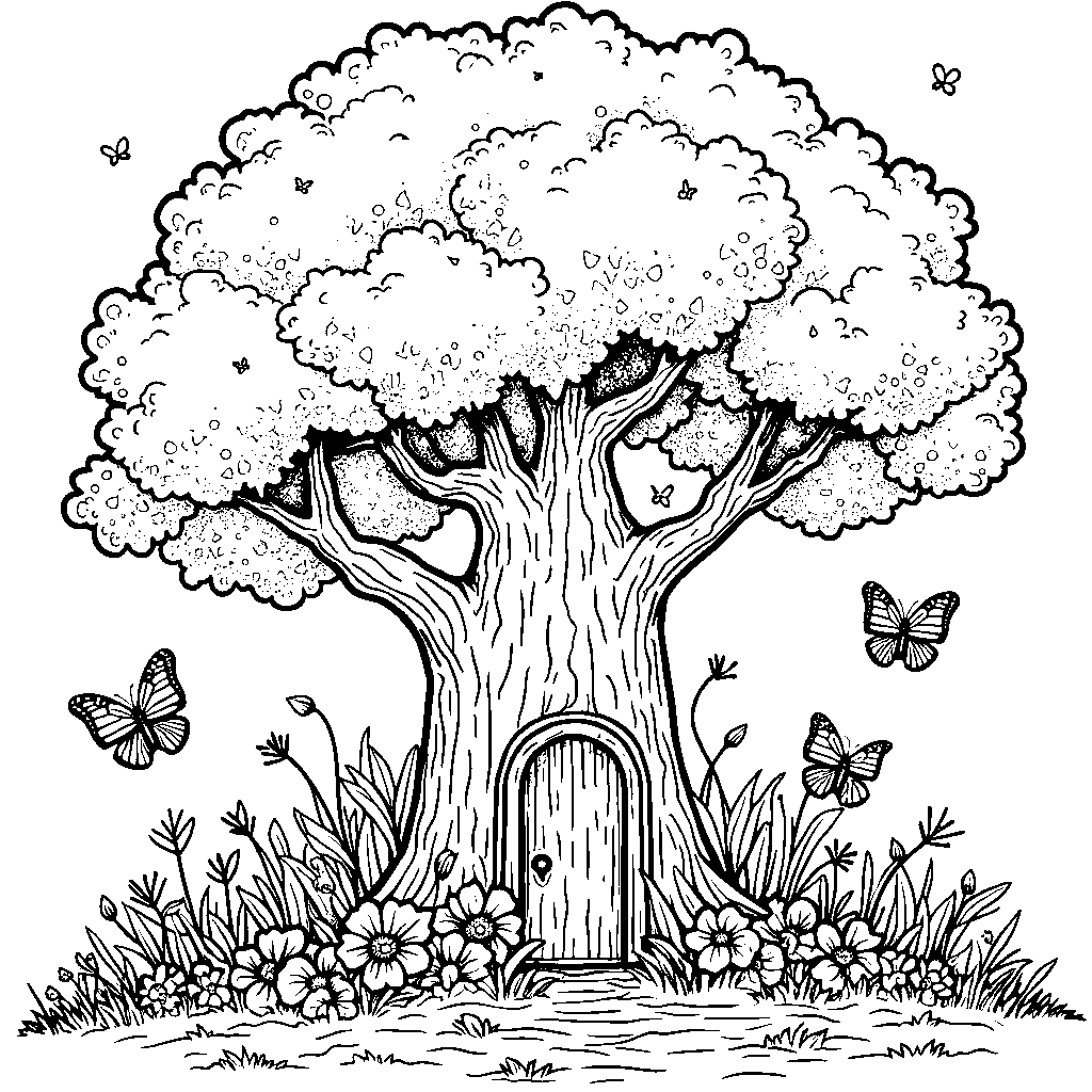 A tree that is home to a family of butterflies