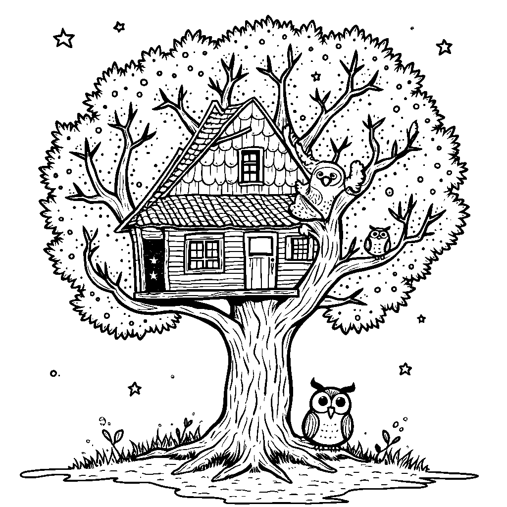 A tree that is home to a family of owls