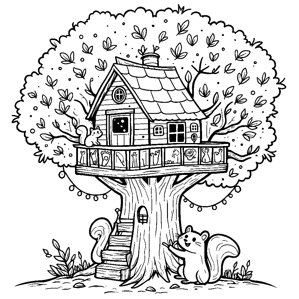 A tree that is home to a family of squirrels