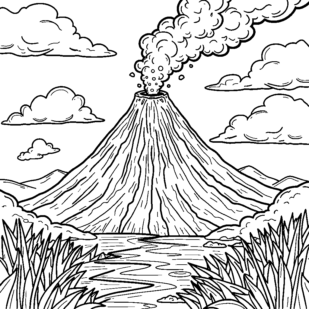 Volcano in the shape of a number or letter