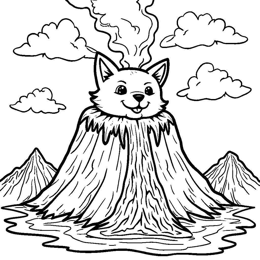 Volcano in the shape of an animal, such as a cat or dog