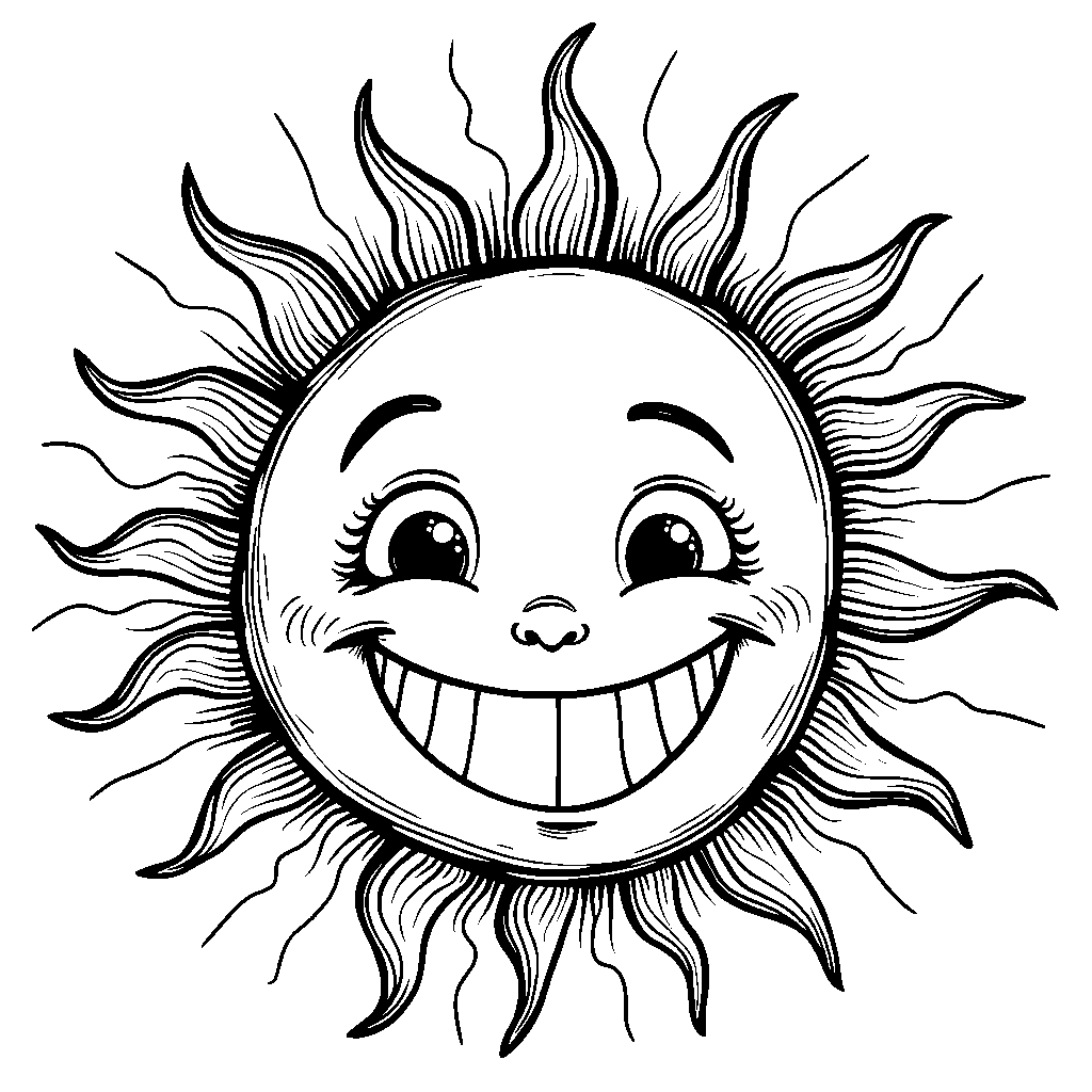 A big, bright sun shining down on a smiling face