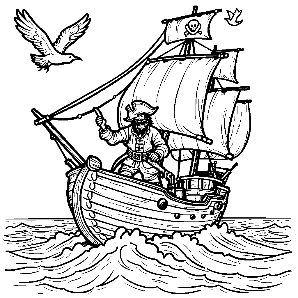 A brave pirate sailing the seven seas